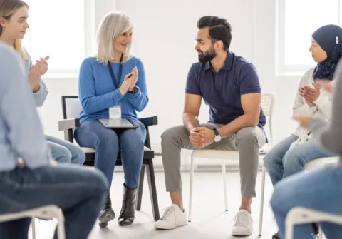 Group of people sitting in a circle